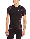 CW-X Conditioning Wear Men's Short Sleeve Ventilator Web Top, Large, Black/Orange
