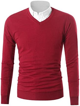 Mesahara Mens Casual Slim Fit Knit V-Neck Pullover Sweater