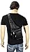 Leather Black Cowhide Multi-Pocket Organizer Carry All Cross-Body Shoulder Messenger Sling Bag with Key Ring Carabiner