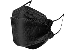 50 PCS Fish Face_Masks Disposable,4 Ply 3D Type Disposable Face_Mask for Adult/Kids (Adult-Black)