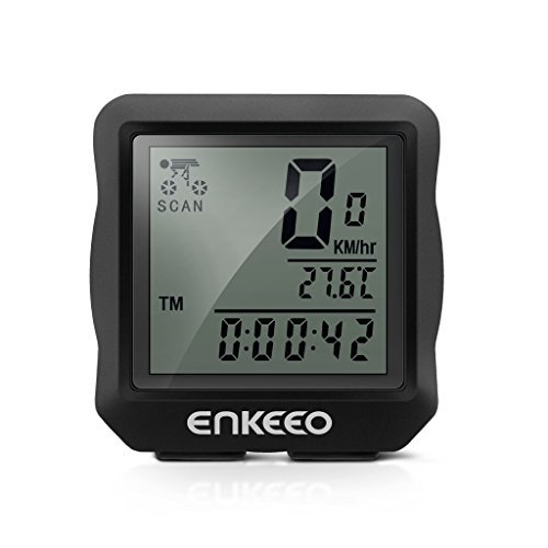 Enkeeo Wired Bike Computer Bicycle Speedometer Bike Odometer with Backlit Display, Current/AVS/MAX Speed Tracking, Auto ON/OFF, Stopwatch Multifunction for Cyling