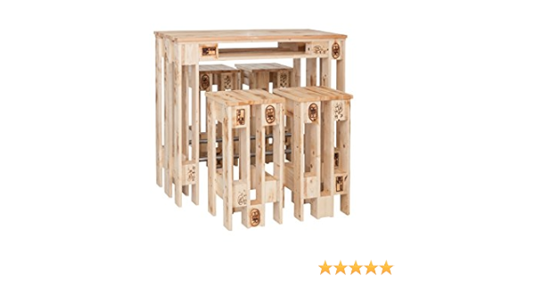 WELCON - Mueble y cuatro taburetes de bar con diseño de palés ...