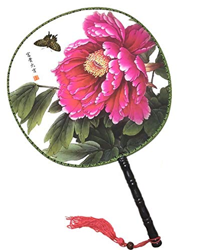 4PCS Round Double-Sided Pattern Chinese Ancient Hand Fan Classic Palace Paddle Hand Fan Dance Hand Fan