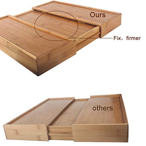 G-LEAF Bamboo Expandable Cutlery Tray Utensil Flatware, Tray Drawer Organizer