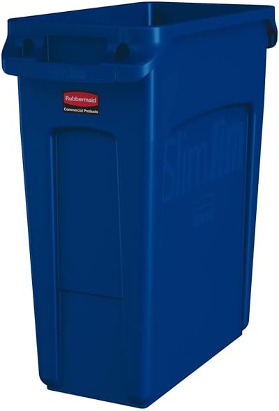 Rubbermaid Commercial Vented Slim Jim 60 Litre Waste Receptacle Blue