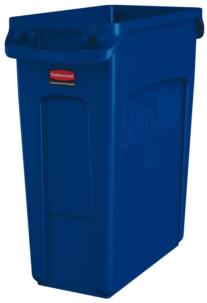 Rubbermaid Commercial Products Vented Slim Jim Waste Receptacle Bin 60 Litre Blue 1971257