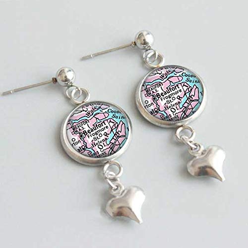 Beaufort South Carolina Map Earrings/SC Map