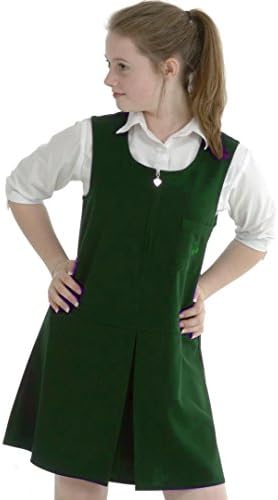 (Ages 2-20) Girls School Pinafore Tunic Single Front Pleat Heart Zip School Uniform 7 Colours