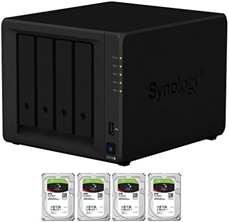 Synology DS918+ 4-Bay NAS,with 4x8TB (32TB) Seagate IronWolf NAS HDD Installed, RAID SHR Mirror, EV-DS918+32N, w/ All-Systems-Go by evodo
