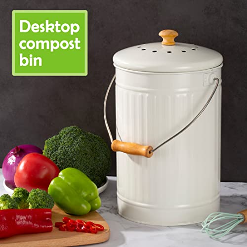 TreaHome Compost Bin, 1.7 Gallon Kitchen Compost Bin, Indoor Countertop