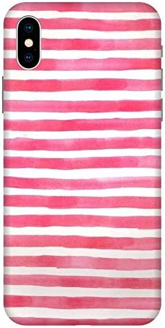 Covertoon All Side Designer Printed Hard Plastic Back Cover iPhone X/iPhone Xs; Pink White Stripes_460