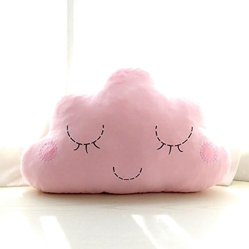 Cute Smiling Face Clouds Shape Pillow Soft Lumbar Back Cushion Girl's Room Decorated Pillow Bay Window Decoration Pillow (pink)