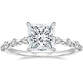 JerMrasra 1.5CT 925 Sterling Silver Engagement Rings Radiant Cut Solitaire Cubic Zirconia CZ Wedding Promise Rings for Her Wedding Band Eternity Ring for Women Size 6-10（7）