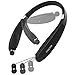 Bluetooth Headset, MOSCHE Bluetooth 4.1 Wireless Stereo Headphones Headsets Neckband with Retractable Bluetooth Earbuds with Mic for iPhone and Android Cell Phone(Black)