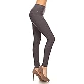 Leggings Depot Women's Ultra Soft Pull-on Jeggings (Available in Plus Size) | Soft &amp; Smooth Fabric, High Waist, Two Back Pockets, Faux Front Pockets, Four Way Stretch, Everyday, Office, Casual