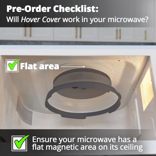 Hover Cover Collapsible Magnetic Splatter Cover, 10-Inch Clear BPA-Free Food Lid Vented Plate Guard with Steam Vents, Anti-Splash Microwave Lid, Dishwasher Safe Space-Saving Magnetic Storage, Charcoal