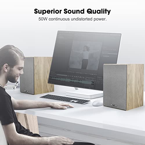 BESTISAN Bookshelf Speakers, Powered Bluetooth Bookshelf Speakers, RCA