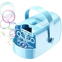 Bubble Machine - Automatic Bubble Maker - Portable Bubble Blower for Kids Adults,Powered by Plug in or Batteries ,High Output for Outdoor/Indoor Use,Bubbles for Parties Wedding Gifts Festival(Blue)