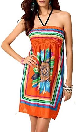 Renee Ander Popular Women Sleeveless Halter?Neck Sexy Slip Dress Orange XL