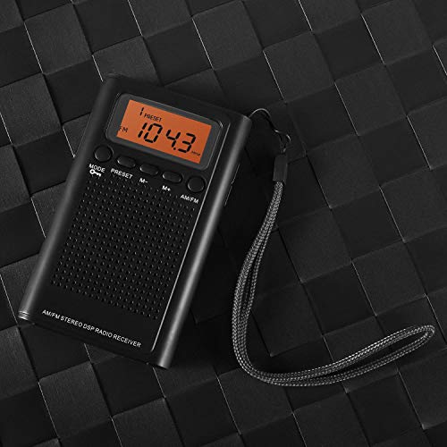 Horologe AM FM Pocket Radio, Portable Alarm Clock Radio with Time