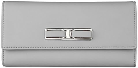 Women Leather Wallet Buckle Clutch Lady Long Purse Girl Zipper Elegant Handbag Card Holder(Grey)