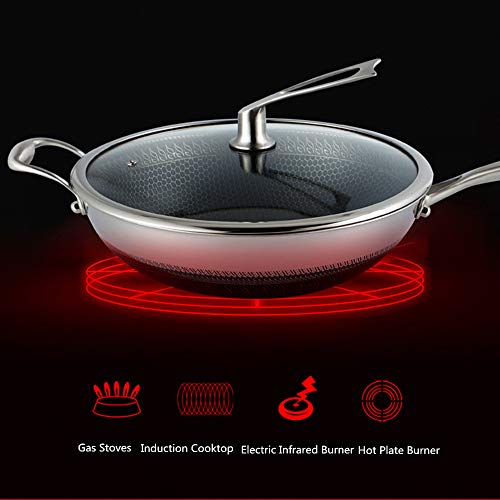 304 Stainless Steel Wok Pan,Full Stainless Steel Wok Pan,Non