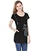 Allegra K Women's Round Neck Short Sleeves Cat Prints Loose Tunic Top L Black