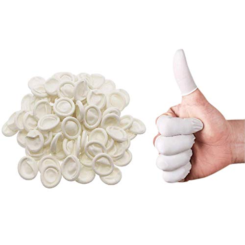 300PCS Multi-Used Disposable Rubber Finger Cots Dust-free Soft Finger Gloves Protector Cover Beauty Tools Accessories for Industry Work Beauty Nail Art Tattoo (White)