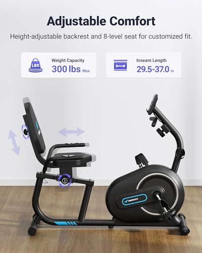 MERACH Recumbent Exercise Bike Cardio Equipment, Stationary Bike with Smart Bluetooth and Exclusive App Connectivity Stepper, LCD, Heart Rate Handle,Elliptical Cross Trainer Magnetic Recumbent Cycle