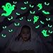 LUDILO 35Pcs Halloween Party Decorations Halloween Decals Wall Stickers Halloween Glow Stickers Glow in The Dark Stickers Bats Luminous Ghost Peeping Eyes Halloween Decor for Kids Room