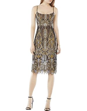 BCBG Max Azria Womens alese Jacquard Metallic Clubwear Dress