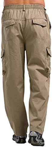 Zobek Men's Casual Elastic Waist Cotton Classic Work Cargo Pants