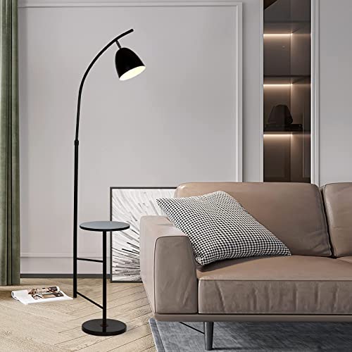 O'NEELDY Modern Black Arc Floor Lamp with Marble Table 70'' Tall