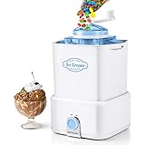 Nostalgia CICM2WB Electric Ice Cream Maker with Candy Crusher, 2-Quart, White/Blue