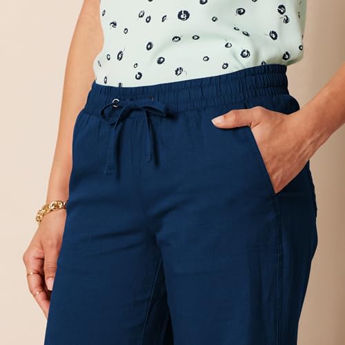 Amazon Essentials Women's Loose-Fit Drawstring Linen Blend Wide Leg Pants (Available in Plus Size)