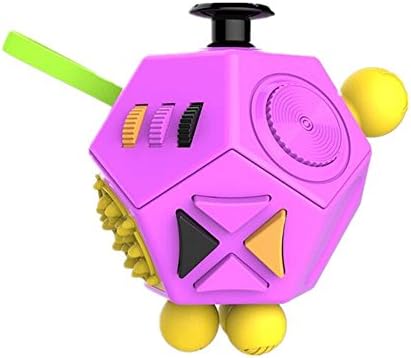 12 Sides Fidget Cube,Fidget Cube to relieve stress and anxiety Anti-depressive Cube for Children and ADHD Add OCD Autism (purple)