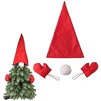 junshi11 Christmas Tree DIY Decor,Xmas Top Hat Nose Gloves Gnome Set Ornaments Hanging DIY Decoration Red