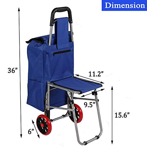 Karmas Product Seat Cart Travel Bag Three in One Multi Function Travel Trolley Shopping Travel Essential Artifact - Thumbnail 3