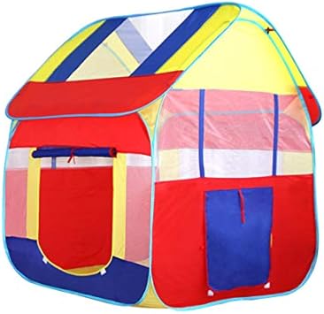 Amazon 子供用屋内テントトイハウス 子供用テントゲームハウスラージハウスキャッスル折りたたみ 赤 黄 青の家 Litian テント本体