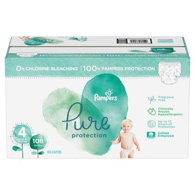 Pampers Pure Protection Diapers - Size 4, 22-37 lbs, 108 ct