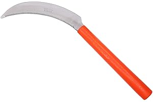 Zenport K208P Harvest Sickle with Plastic Handle, Light Serration, 6.5-Inch Stainless Steel Blade , Orange