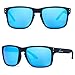 eyewear Shades fashion blue glass lenses sunglasses Polarized for Men and Women (Black Rubber/Polarized Blue Flash, Polarized Size:56mm(M))