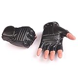 Yingniao Men's Leather Fingerless Motorcycle Driving Cycling Gloves