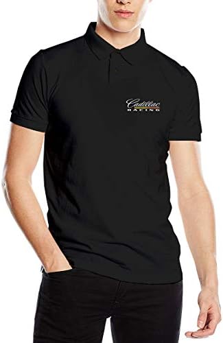 HANRUI Custom Cadillac Racing Logo New Polo Shirt for Male 100% Organic Cotton V-Neck Black