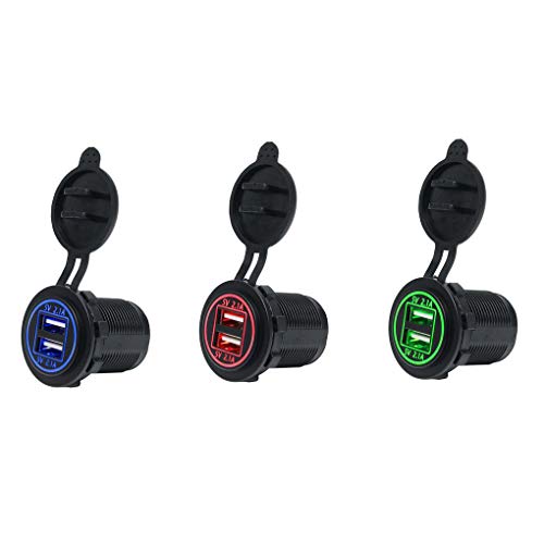 Tralntion Dual USB Car Charger 5V 2.1A/2.1A Motorcycle Vehicle Auto Car Power Adapter LED DC12V-24V