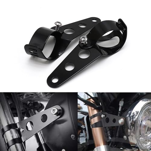 HQTS Universal Motorcycle Headlight Bracket 38mm - 51mm Motorcycle Headlight Holder Black Clip