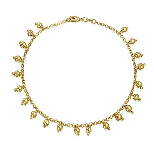 Bling jewelry gold filled anklet 5mm dangling beads ankle bracele…