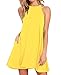 Sarin Mathews Women's Halter Neck Sleeveless Casual Swing T-Shirt Loose Dress Yellow M