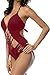 Sexy One Piece Swimsuit - Women's High Cut Strappy Back Bathing Suit,Red/M
