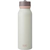 BUILT 40oz Cascade Double Wall Vacuum Insulated Stainless Steel Water Bottle with Wide Mouth Straw Lid, Oat